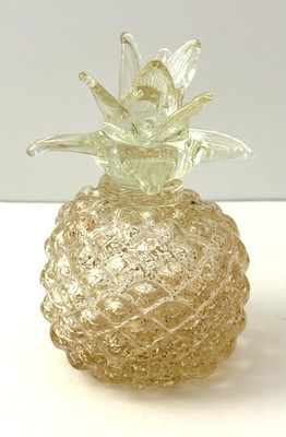 Aventurine Glitter Art Glass Decorative Gold Pineapple Paperweight