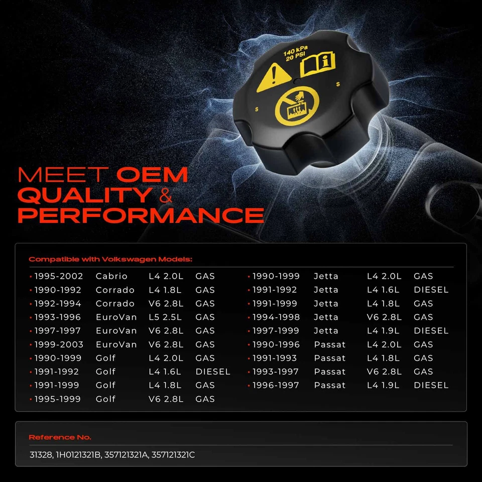 Radiator Cap for Volkswagen Jetta Golf 90-99 Passat 90-97 Corrado Cabrio EuroVan - Image 2 of 4