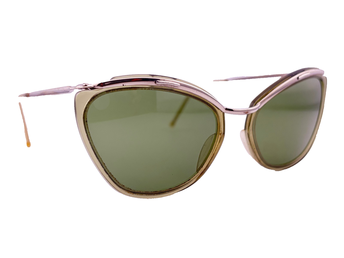 MINT VINTAGE SOL AMOR CAT EYE GOLD & GREY FRAME SUNGLASSES 1960'S