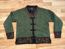 Vintage Icelandic Design Nordic Fair Isle Cotton Knit Cardigan Sweater Size XL