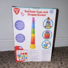 Play Rainbow Cups  Shapes Bucket Multicolor Stacking Cups Shape Sorter 12 M