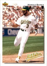 Harold Baines 1992 Upper Deck #158 Oakland Athletics FREE SHIPPING AutographDen