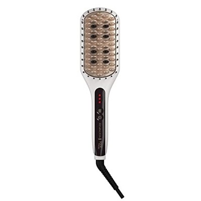 REMINGTON SHINE THERAPY HAIR STRAIGHTENER BRUSH CERAMIC HEAT SETTINGS - WHITE