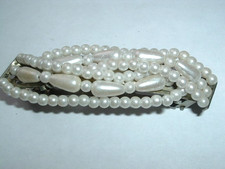 VINTAGE WEDDING WHITE PEARL 3" HAIR BARRETTE