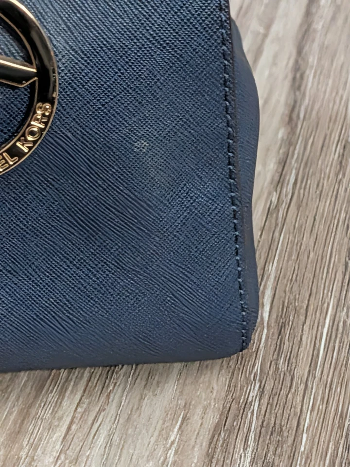 Michael Kors Sutton Top Handle Bag Crossbody Satchel Saffiano Leather Purse Navy - Image 4 of 4