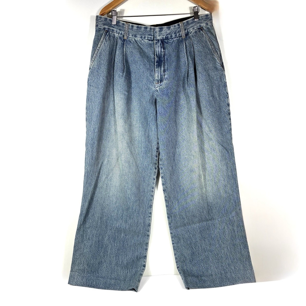 Zimmermann Illustration Pleated Wide Leg Jeans Neptune Blue AU 4 US 12 NEW View 3
