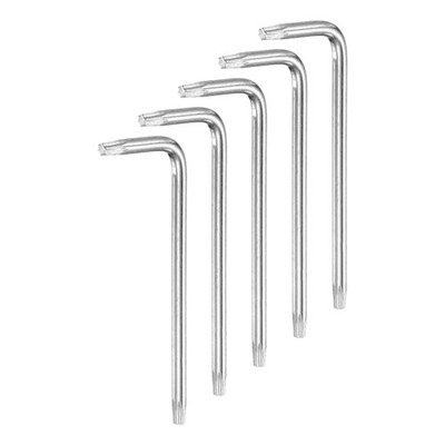 5 Pcs T10 Anti Tamper Proof Torx Hex Key Wrench 2.3'' Long Arm, Silver