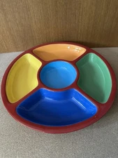 Server Platter Ceramic, w Segments, Lg 16” Holds Chips, Subs, Dips, Appetizers,