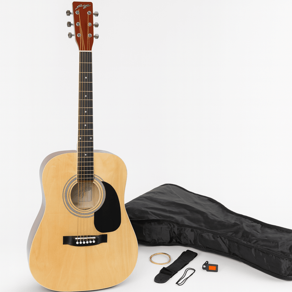 Natural Acoustic Guitar Adult Full Size 41 Inch Johnny Brook Starter Kit Pack