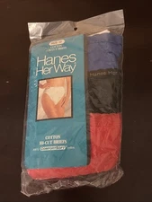 Vintage 1990 HANES Her Way Panties Hi-Cut Briefs 3 Pack Size 10 New