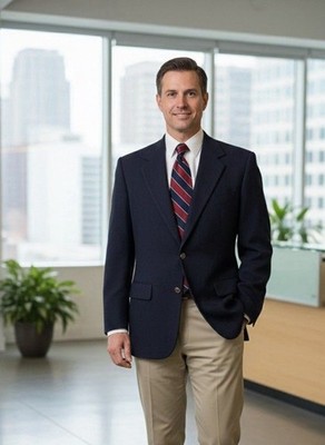 Carroll & Co Blazer Men 40R Bespoke Cashmere Navy Blue Sport Coat Gold Buttons