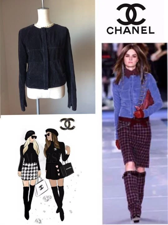 Giacca velluto CHANEL senza colletto 40