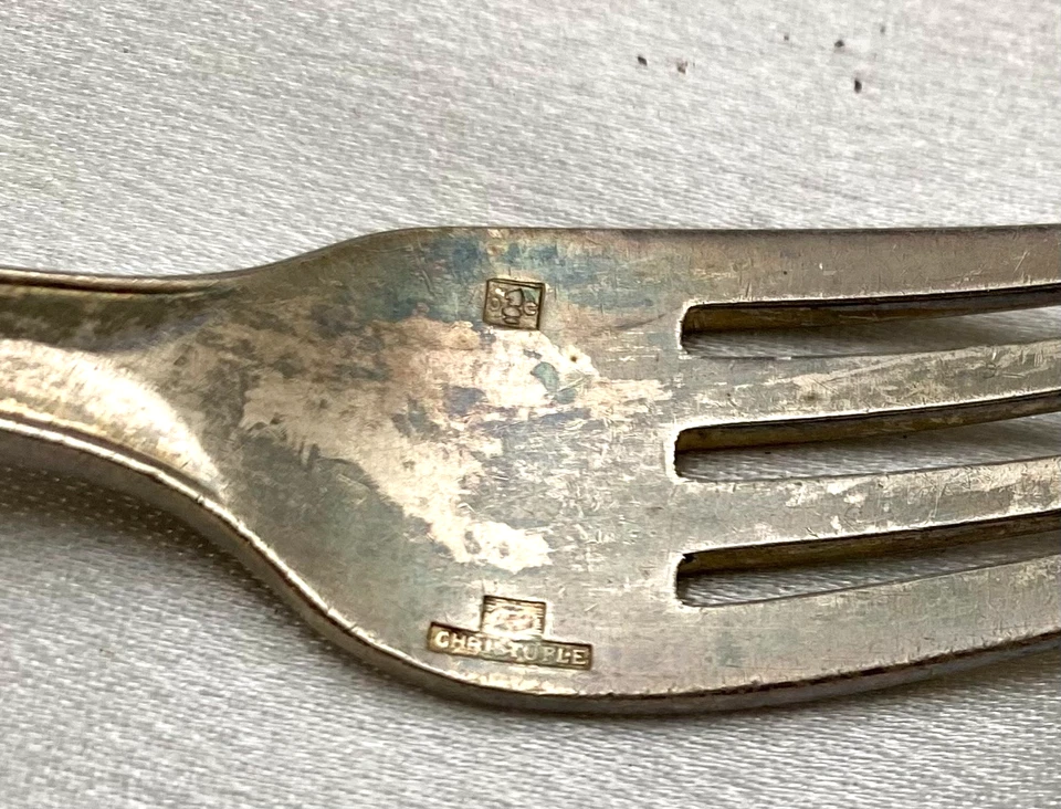 JUEGO DE CUBIERTOS DE COLECCIÓN FRANCÉS CHRISTOFLE INOX/PLATEADO JUVENIL 3 piezas, con FUNDA c1930 Foto 4 de 4