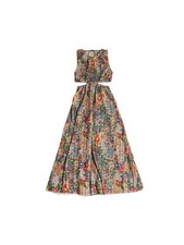 ZARA Women’s Floral Cut Out Pleated Dress Colorful Summer Size S