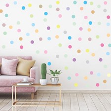 240 Pieces Polka Dots Wall Decals 2 Inch Multi-Color Rainbow Vinyl Dots Removabl