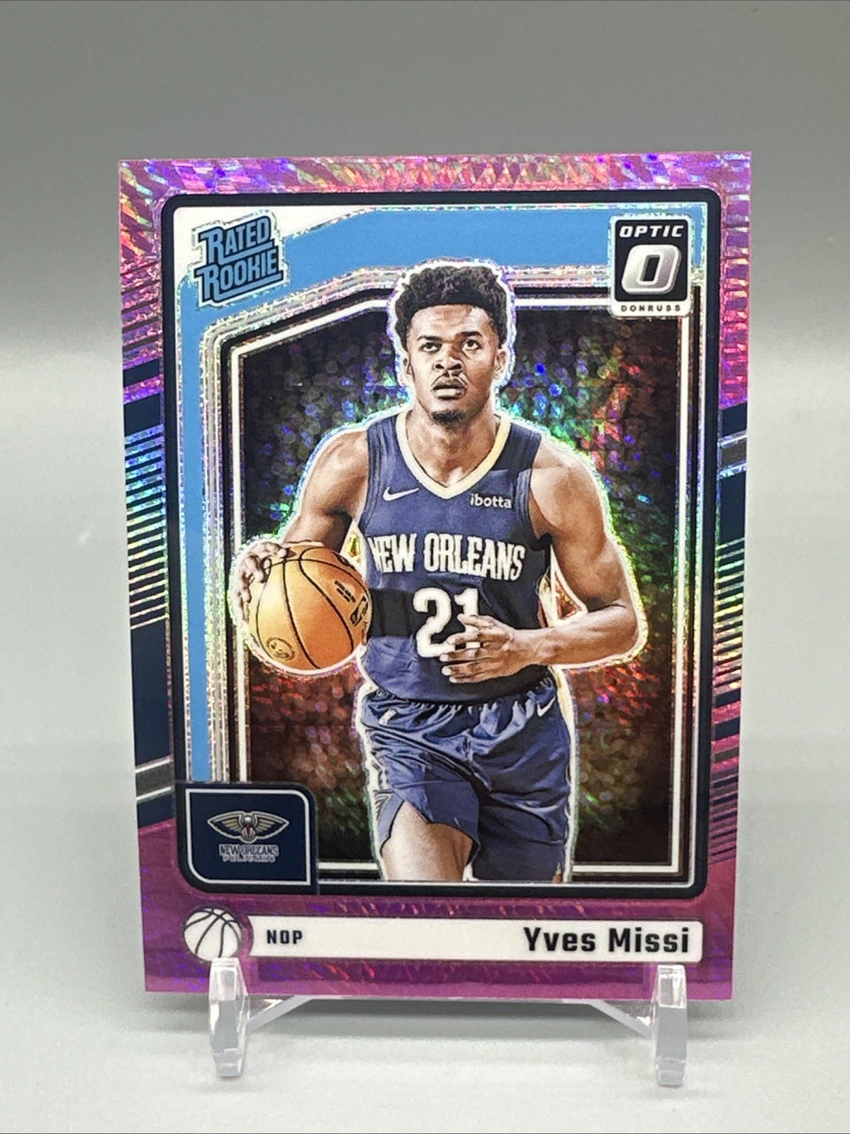 Yves Missi 2024-25 Panini Donruss Optic Rated Rookie Pink Hyper #265 Pelicans