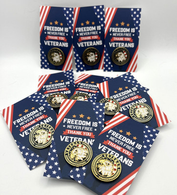 10 Pack Veterans Bald Eagle Symbol Gifts Metal Lapel Pins Carded-Brand New