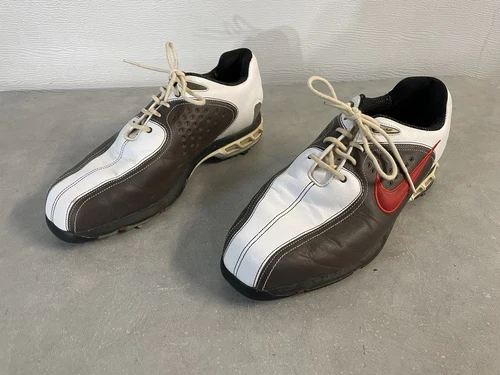 Scarpe da golf Nike Air Zoom Elite bianco grigio pelle rossa 317478 162 uomo taglia 8 5 M