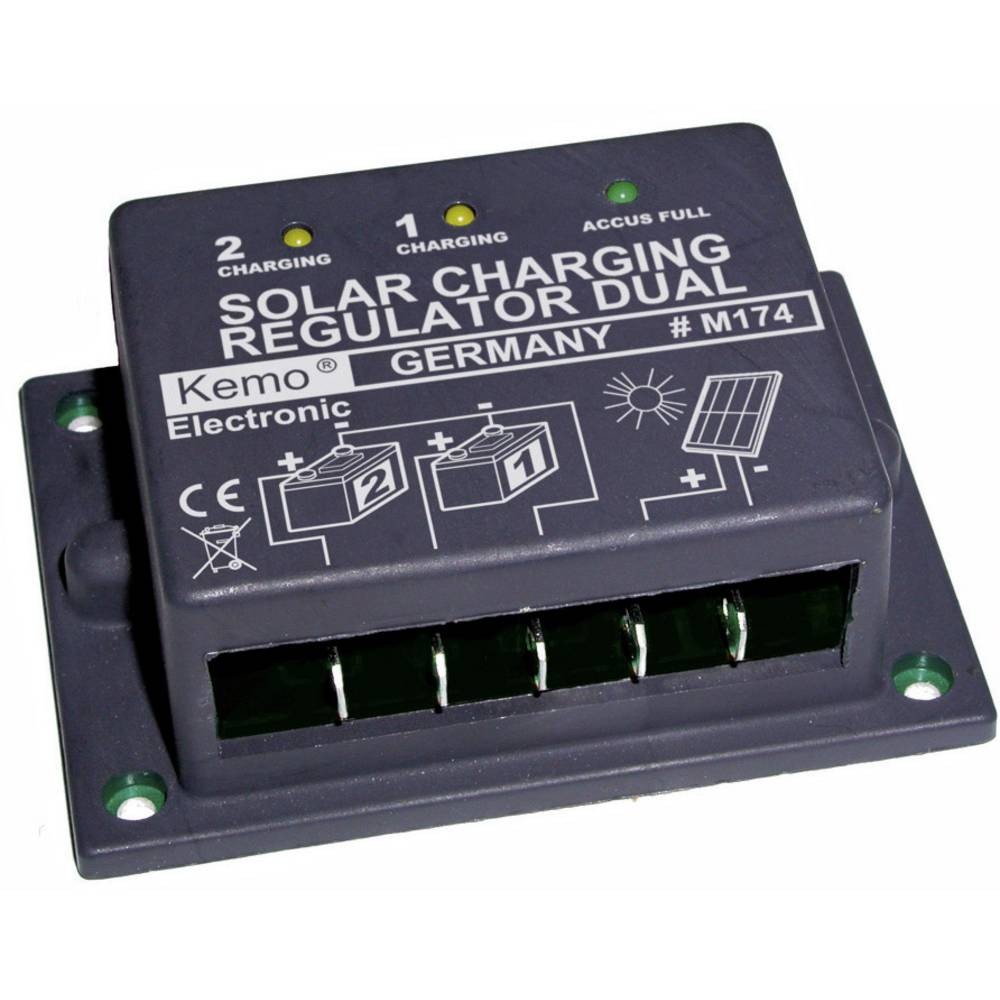 Régulateur solaire Kemo Dual M174 12 V avec répartition intelligente double batterie