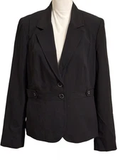 AXCESS Stretch By Liz Claiborne Black 2 Button Blazer Jacket Women's Size 14 NWT