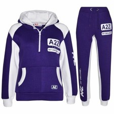 Kids Unisex Purple Tracksuit A2Z NY Deluxe Stars Print Hoodie With Jogger Set