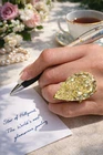 Exceptional Rare, Golden Empress 75 Carat Canary Yellow Crystal Ring, Celebrity