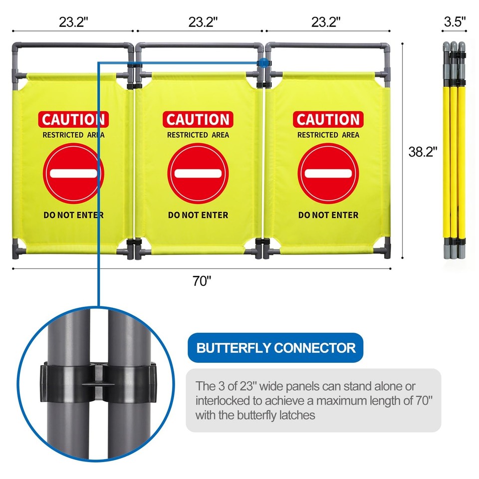 Panel Server Advanced RELIANCER 3-Panel Safety Barricade,5.8FT Foldable Security Sign Barrier ...