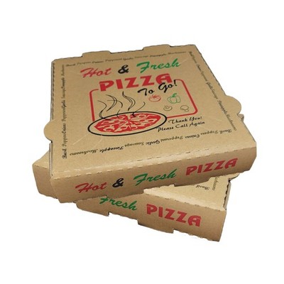 50 Pack Pizza Box 4 Color Print Hot & Fresh Pizza Brown Color (14'' x 14'')