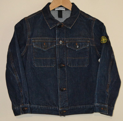 Dunkelblaue Stone Island Junior Jeansjacke & Armaufnäher für Kinder Größe 8 Jahre - 128 cm