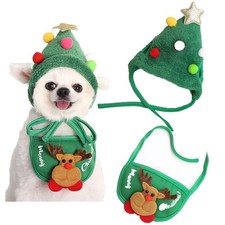 BONICI 2 Pcs-Super Cute Funny Kawaii Dog L 4-8kg , Green Hat Saliva Towel