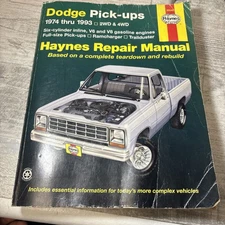 HAYNES Repair Manual #30040 Dodge Pick-Ups 1974 1993 2WD & 4WD Models 