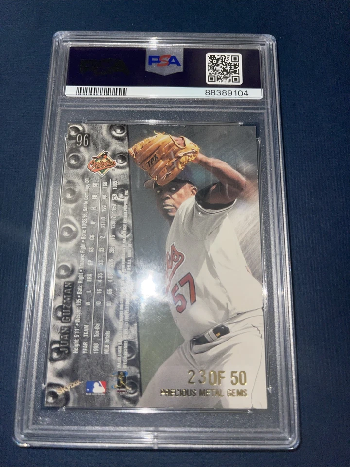 1999 JUAN GUZMAN Metal Universe Precious Metal Gems PMG #96 # /50 PSA 6 - Image 2 of 2