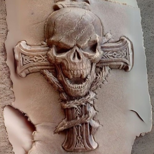 2Pcs 3D Gothic Cross Skull Leather Embossing Stamp Mold Press Tool Carving Craft - Picture 3 of 4