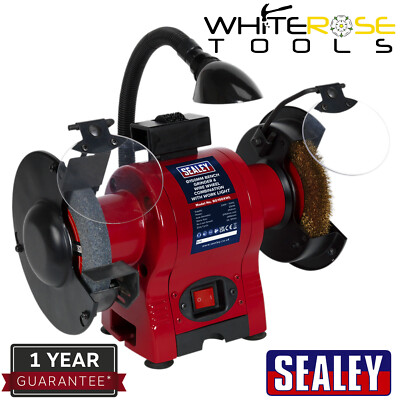 Sealey Tischschleifer Ø150 mm & Drahtradkombination mit Arbeitsleuchte