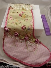 Victorian roses flowers purse style lace trim Christmas stocking xmas
