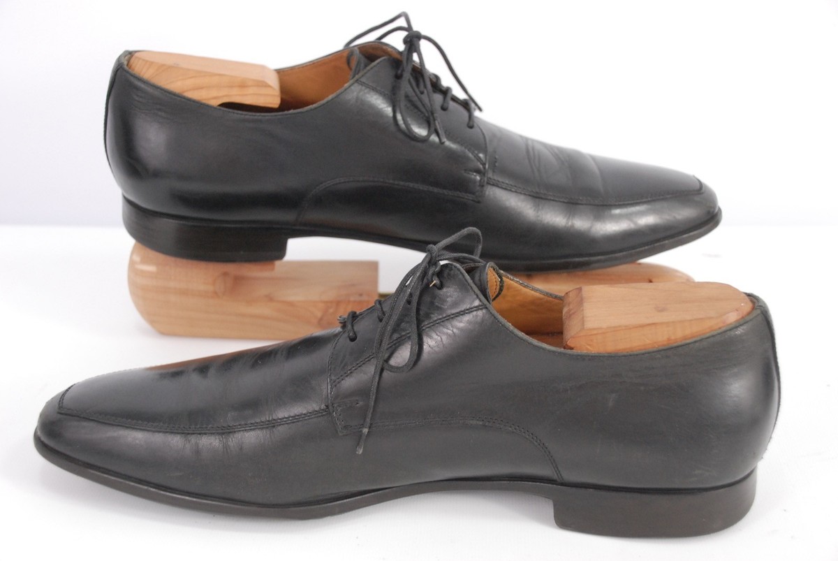 Santoni Brown Leather Apron Toe Derby Shoes Size 8 D santoni dark brown leather Derby shoe main image 2