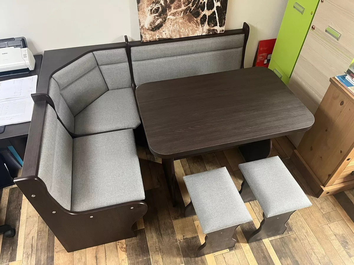 KITCHEN DINING CORNER SEATING BENCH TABLE 2 STOOLS WITH STORAGE