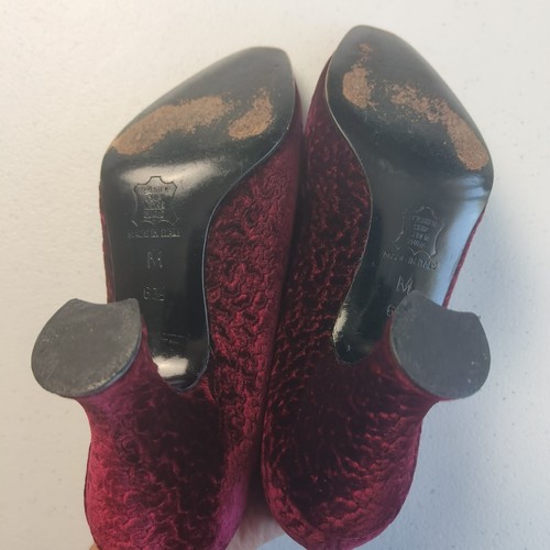 Yves Saint Laurent donna tacco rosso bordeaux velluto tg 6 1/2 M vintage anni 80 Y2k - Foto 2 di 8