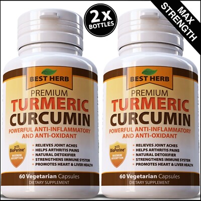 STRONGEST TURMERIC 10000mg EXTRACT BLACK PEPPER BIOPERINE 95% CURCUMIN PILLS