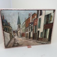 Vintage Hosiery Lingerie Box Hanes Maurice Utrillo Painting 11x8x2  