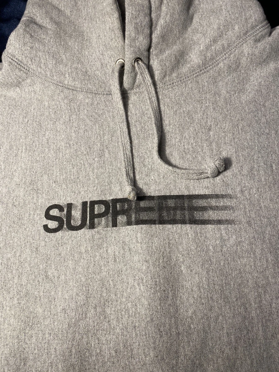 SUPREME OG Motion Logo Heather Gray Pullover Hoodie Sweatshirt