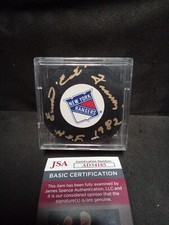 Emile Francis Signed Hockey Puck NHL New York Rangers JSA COA- 1 #