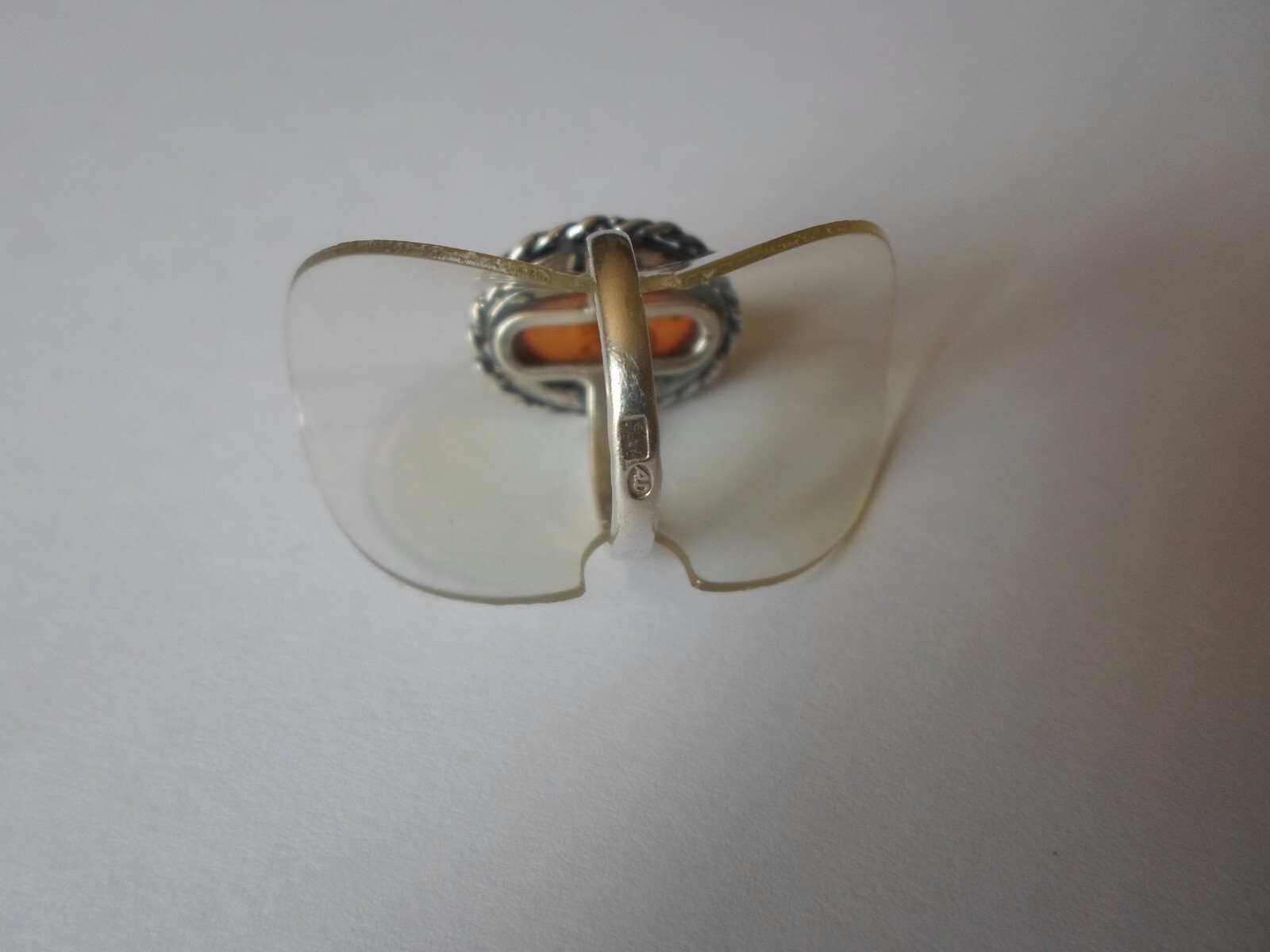 solid silver ring, honey amber cabochon, size 48 - image 6