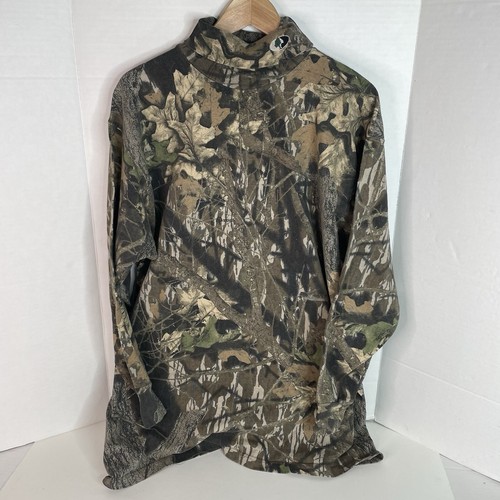 Vintage Mossy Oak Turtle Neck Long Sleeve Camouflage Shirt, 2XL, Hunting, USA