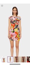 Versace Floral Mania Bodycon Dress Multi Color Burnout 42 US Size 6