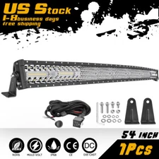 54"Inch 1188W Quad Row Curved LED Light Bar Spot Flood Combo Offroad FOG +Wiring