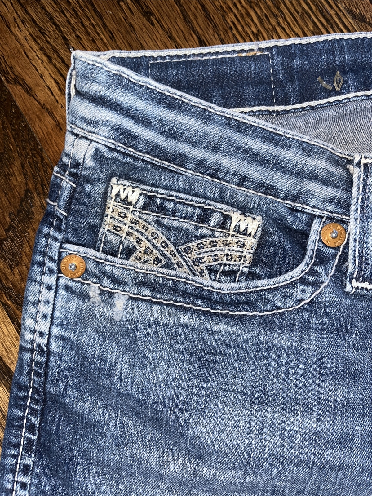 Big Star Womens Denim Shorts Mid Rise Blue Size 28 (actual 30x11) - View 6