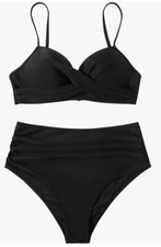 RXRXCOCO Ladies Black 2 Piece Bikini Set Uk Size 8-10