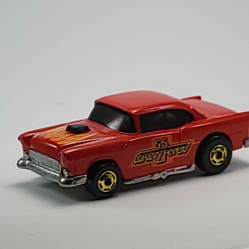 Hot Wheels Diecast '55 Chevy Flames Gold Rims Rare Mint w/Card - Picture 9 of 13