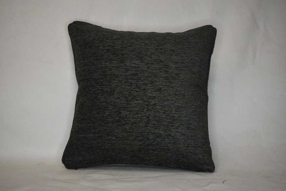 grey and gold embroidered chenille throw pillow handmade in usa for sofa chair - Image 3 of 4